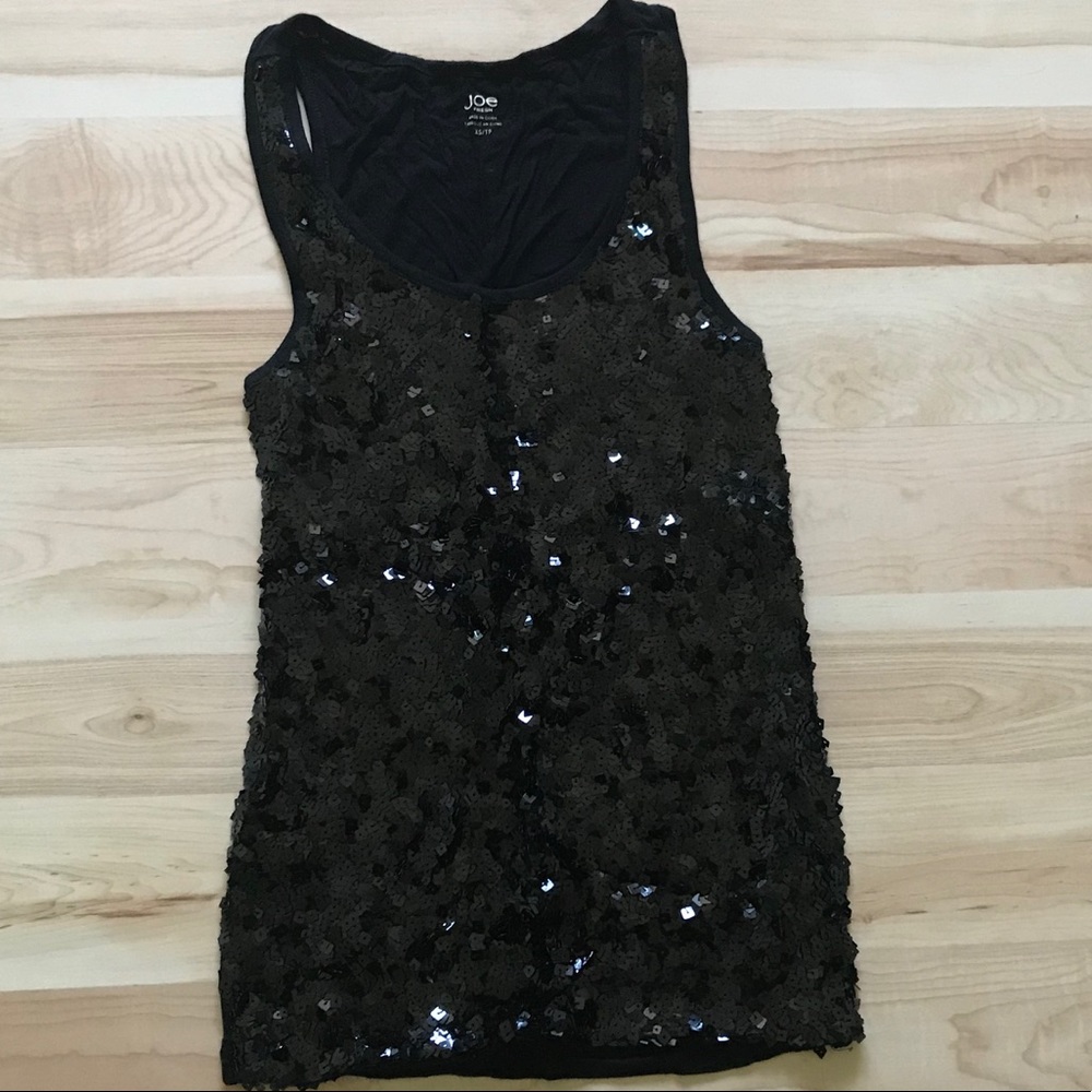 Black sequin front stretch tank top Size XS